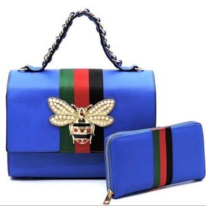 SOLD! Royal blue bee handbag (new)
